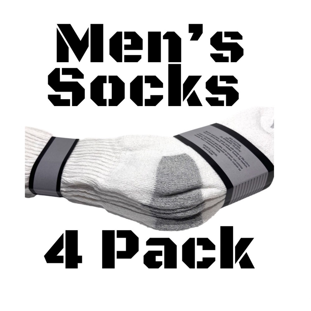 Men's White Crew Socks New With Tags 4 Pair Pack Size‎ 9-11